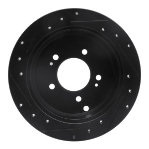 Hyundai Santa Fe Brake Rotor (1) - Rear Right - R1 Concepts - Drilled & Slotted - Black - `01-`16